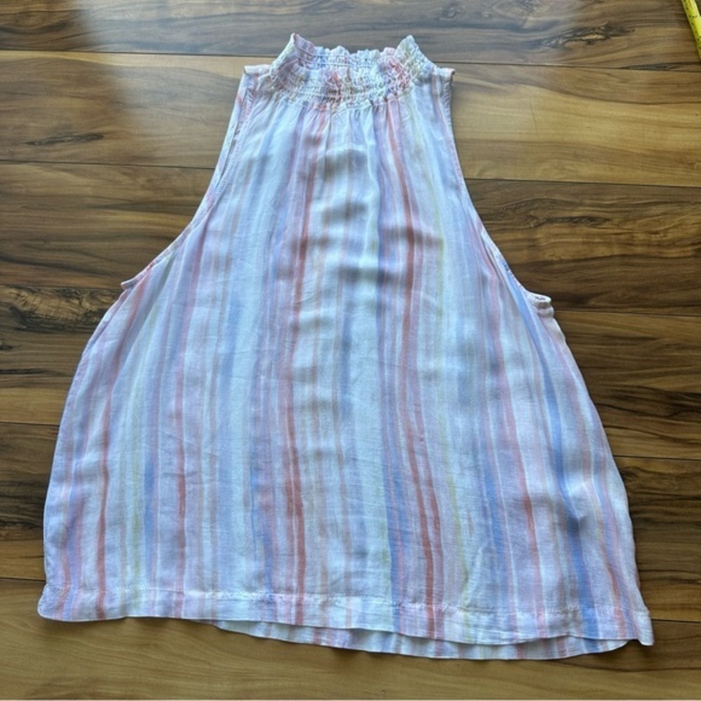 Bella dahl pastel multicolored tripes high neck top S